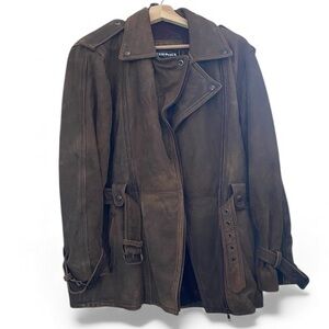 Leather Jacket Brown Soft Touch Side Zip Belted